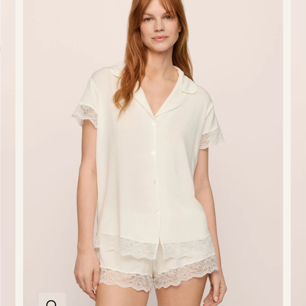 NWT Eberjey Malou Tencel Modal Shortie Set in Ivory XS